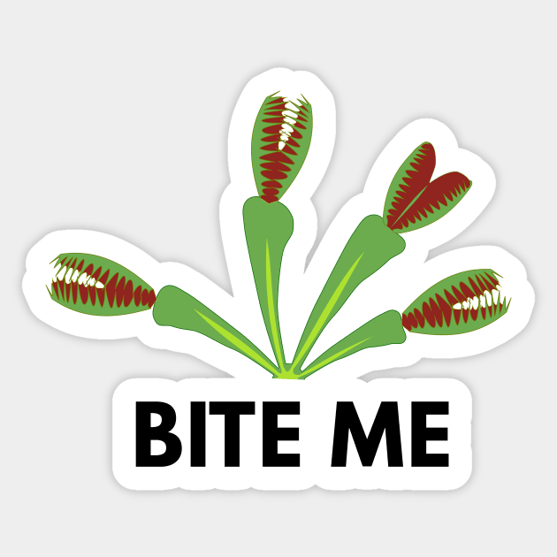 Venus fly trap bite me dionaea muscipula botany plant Sticker by Venus Fly Trap Shirts